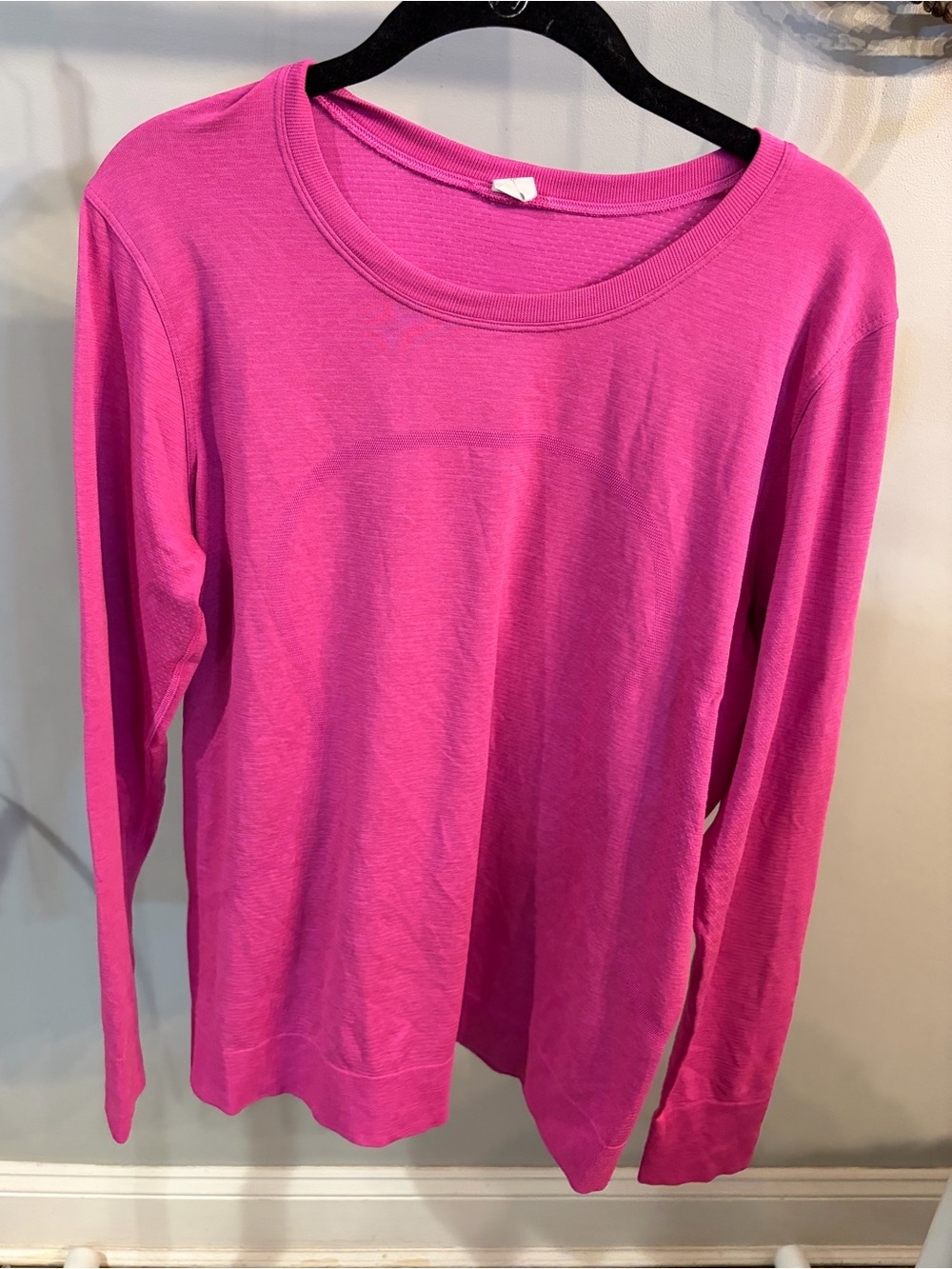 lululemon athletica swiftly Long-Sleeve Crewneck Top - Fuchsia size 10
